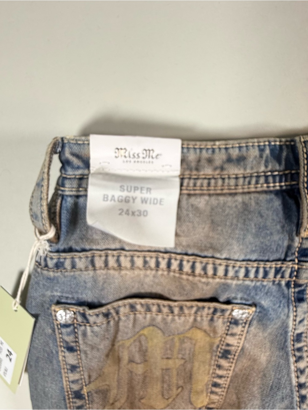 NWT Miss Me Super Baggy Wide Leg Jeans 24x30 Embellished Western Grunge Y2K - Picture 12 of 15
